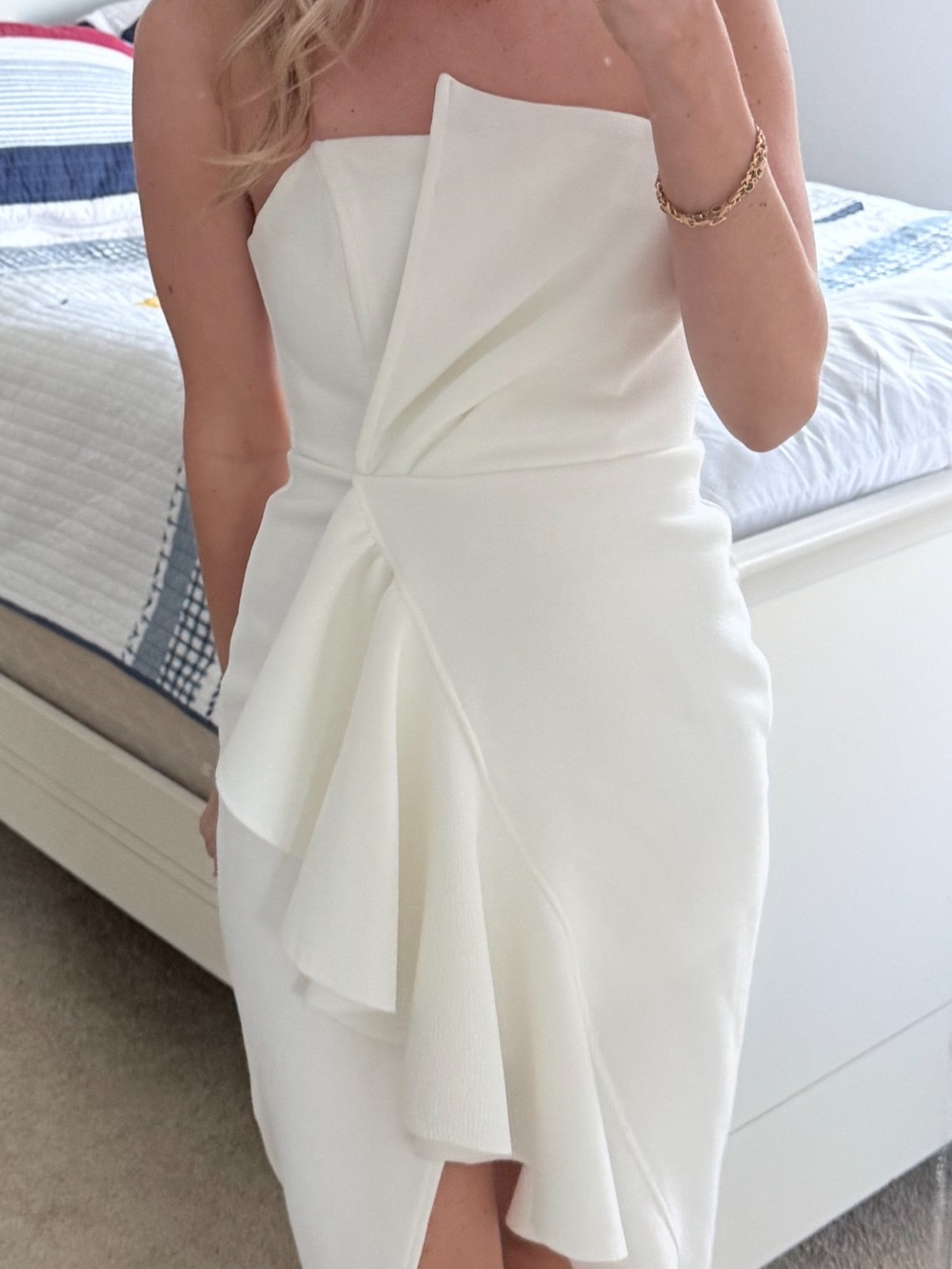 Billy J White Positano Strapless Midi Dress Bridal